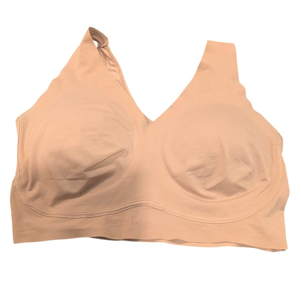 True & Co Bralette XL Nude Seamless Wirefree Padded V-Neck Comfort Loungewear